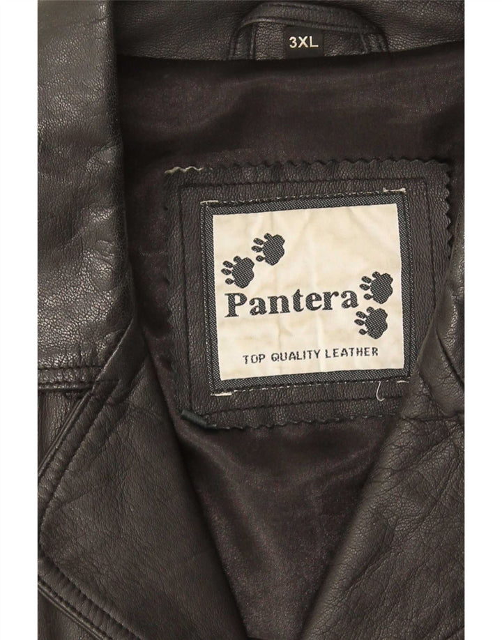 Pantera Ανδρικό Δερμάτινο Παλτό UK 46 3XL Μαύρο Δερμάτινο