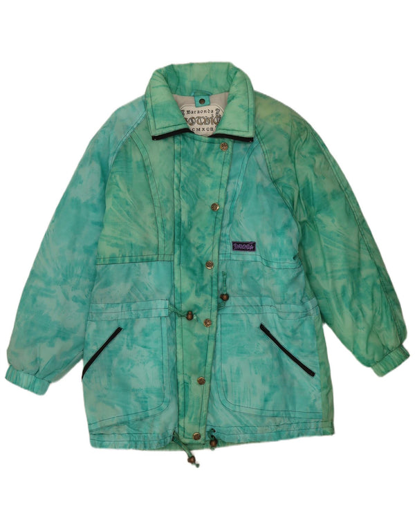 Vintage γυναικείο υπερμεγέθη τζάκετ IT 42 Medium Green Tie Dye Polyamide