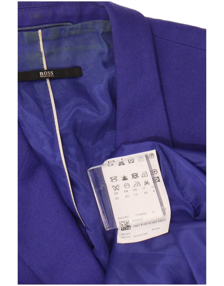 Hugo Boss γυναικείο σακάκι με 3 κουμπιά σακάκι UK 12 μεσαίο μωβ παρθένο μαλλί