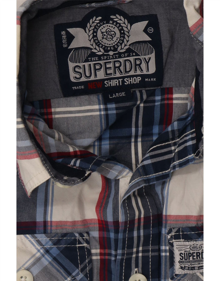 Ανδρικό πουκάμισο SUPERDRY Large Navy Blue Check