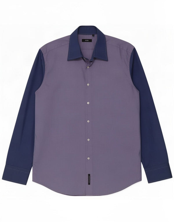 Hugo Boss Ανδρικό Πουκάμισο Μέγεθος 16 41 Large Blue Colorblock Βαμβακερό