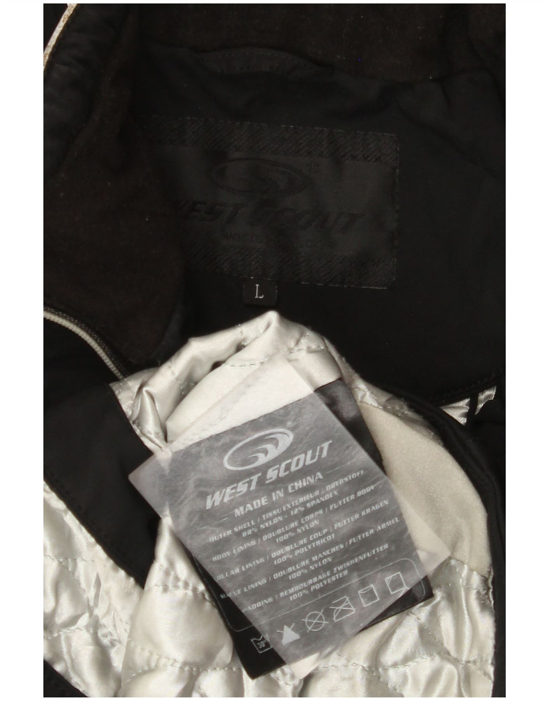 WEST SCOUT Γυναικείο μπουφάν με κουκούλα αντιανεμικό UK 14 μεγάλο μαύρο νάιλον