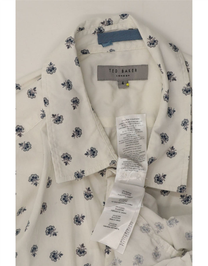 Ανδρικό πουκάμισο Ted Baker Μέγεθος 4 Μεγάλο λευκό φλοράλ βαμβακερό
