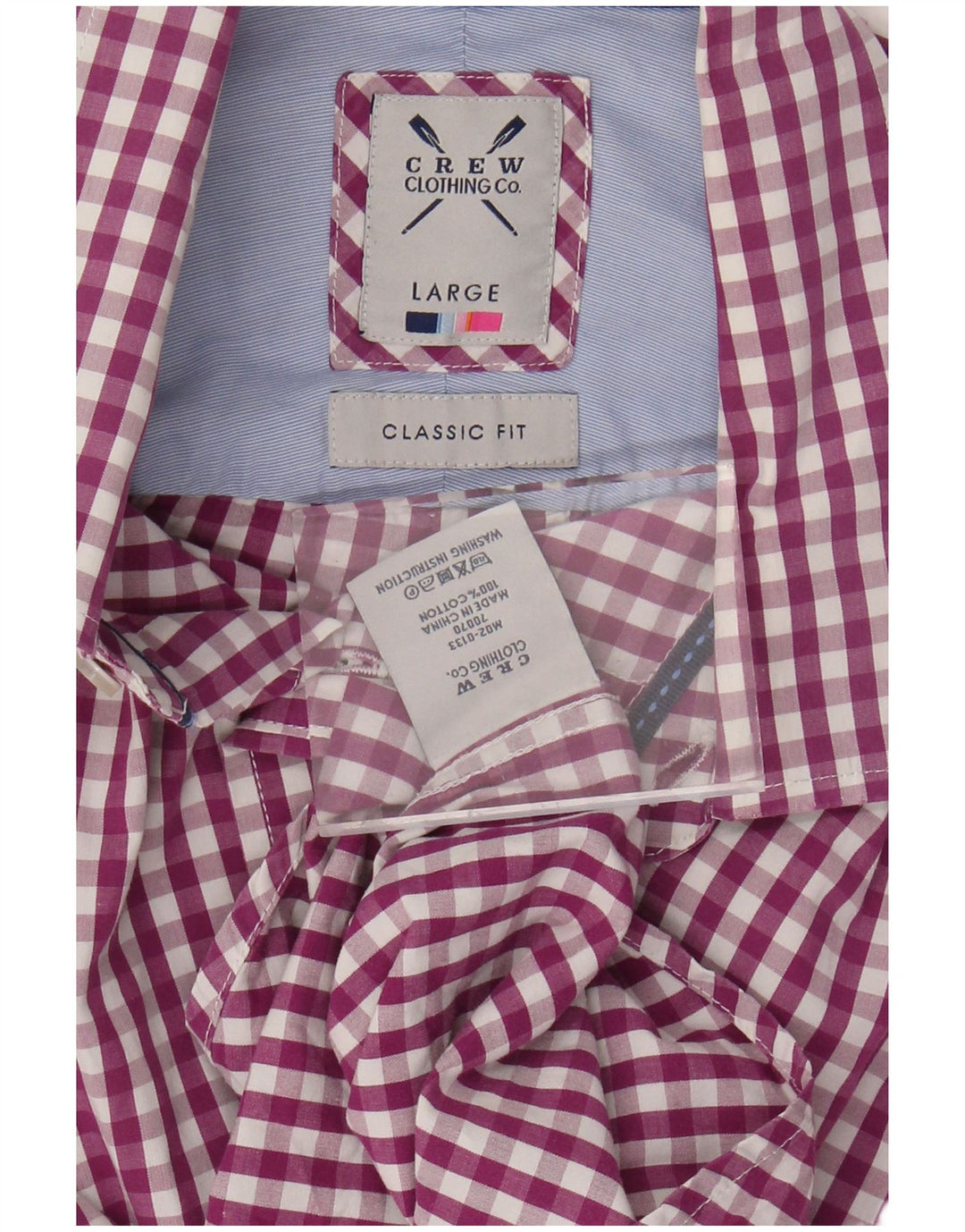 CREW CLOTHING Ανδρικό πουκάμισο Classic Fit Μεγάλο Μωβ βαμβακερό Gingham