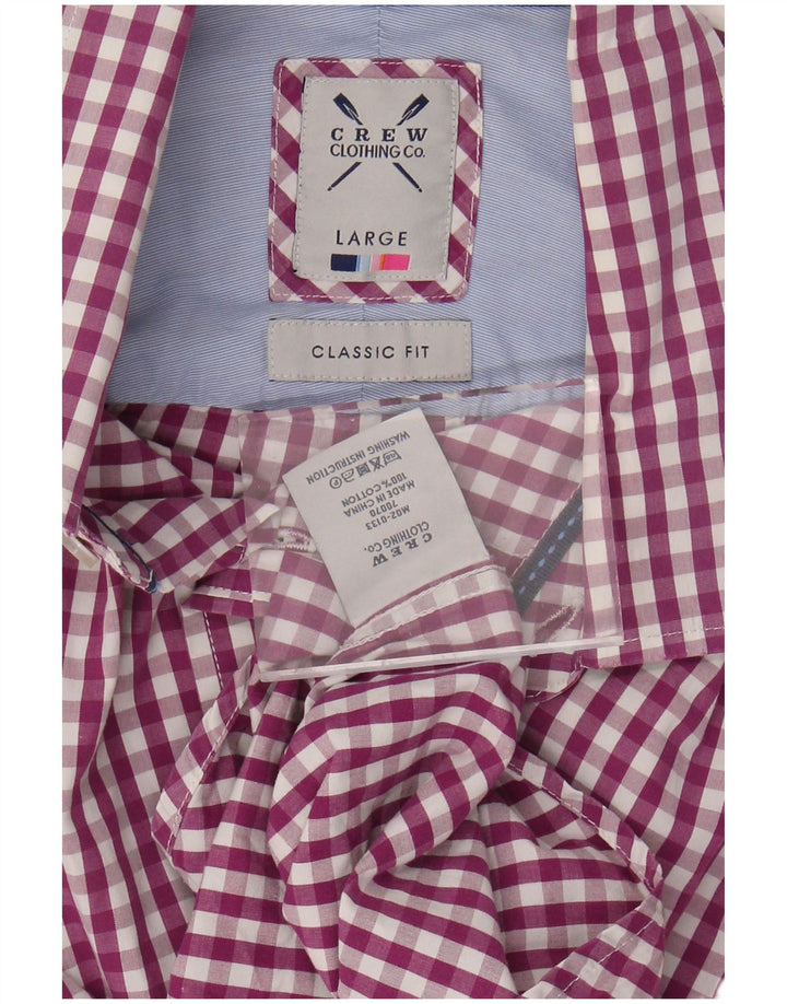 CREW CLOTHING Ανδρικό πουκάμισο Classic Fit Μεγάλο Μωβ βαμβακερό Gingham