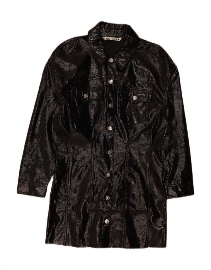 Zara Γυναικείο Παλτό UK 16 Large Black Polyester