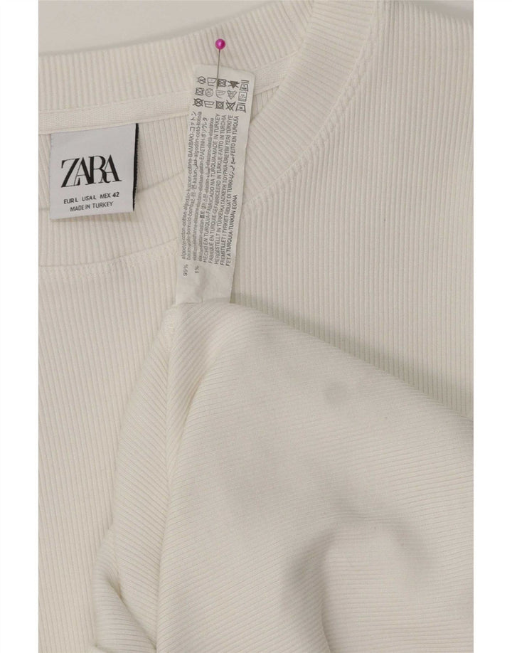 Ανδρικό πουλόβερ Zara Boat Neck Jumper μεγάλο λευκό βαμβακερό