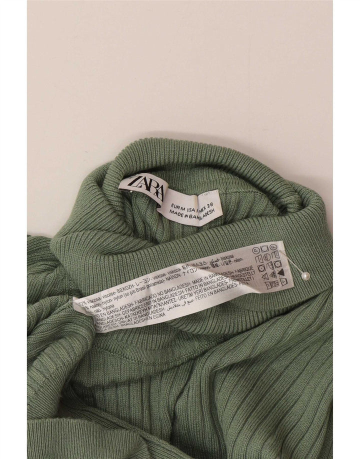 Zara Γυναικείο πουλόβερ με ρολό λαιμόκοψη UK 12 μεσαία πράσινη βισκόζη