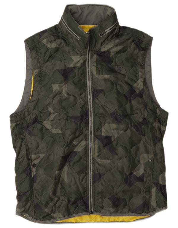 G-Star Ανδρική κουκούλα με καπιτονέ Gilet UK 44 2XL Πράσινο Πολυεστέρας Καμουφλάζ