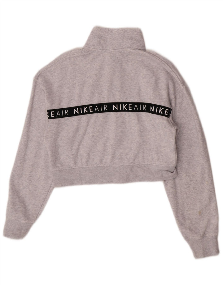 Γυναικεία φούτερ Nike Crop γραφικά Jumper UK 10 Small Grey Flecked