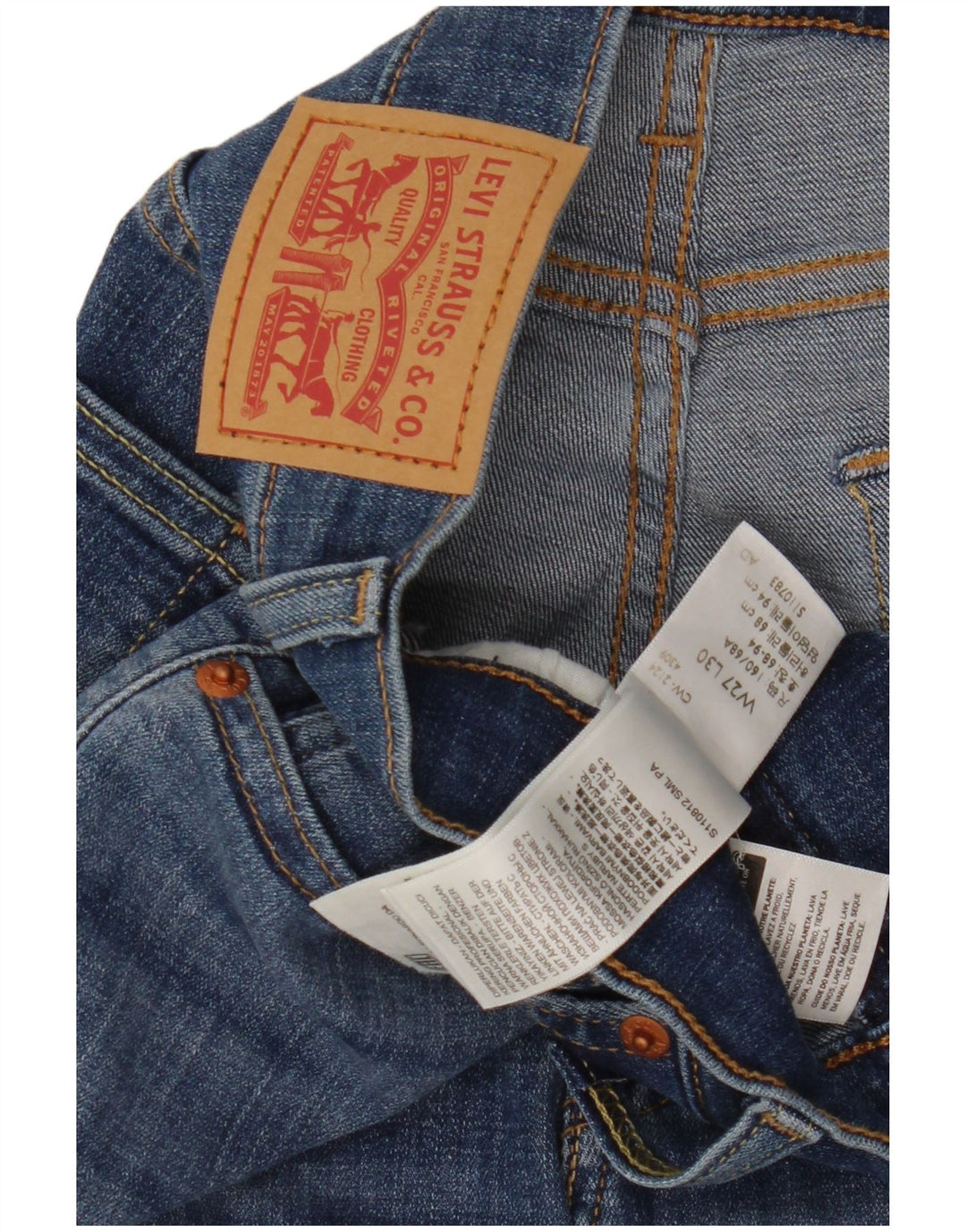 LEVI'S Γυναικείο 724 ψηλό ίσιο τζιν W27 L30 Μπλε βαμβακερό