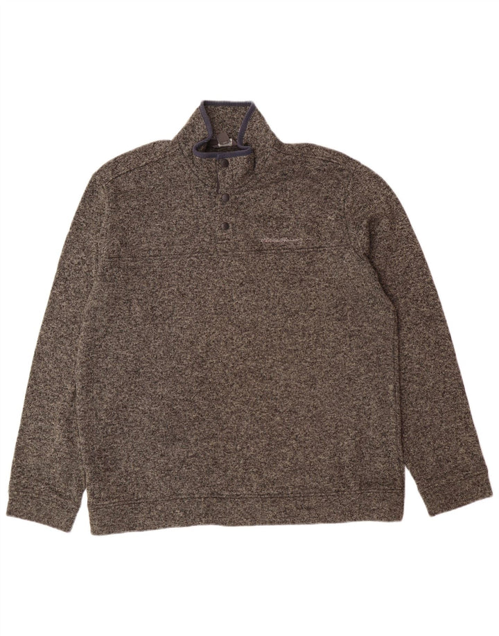 EDDIE BAUER Ανδρικό φούτερ με λαιμόκοψη με κουμπιά Jumper XL με γκρι φλύκταινα πολυεστέρα