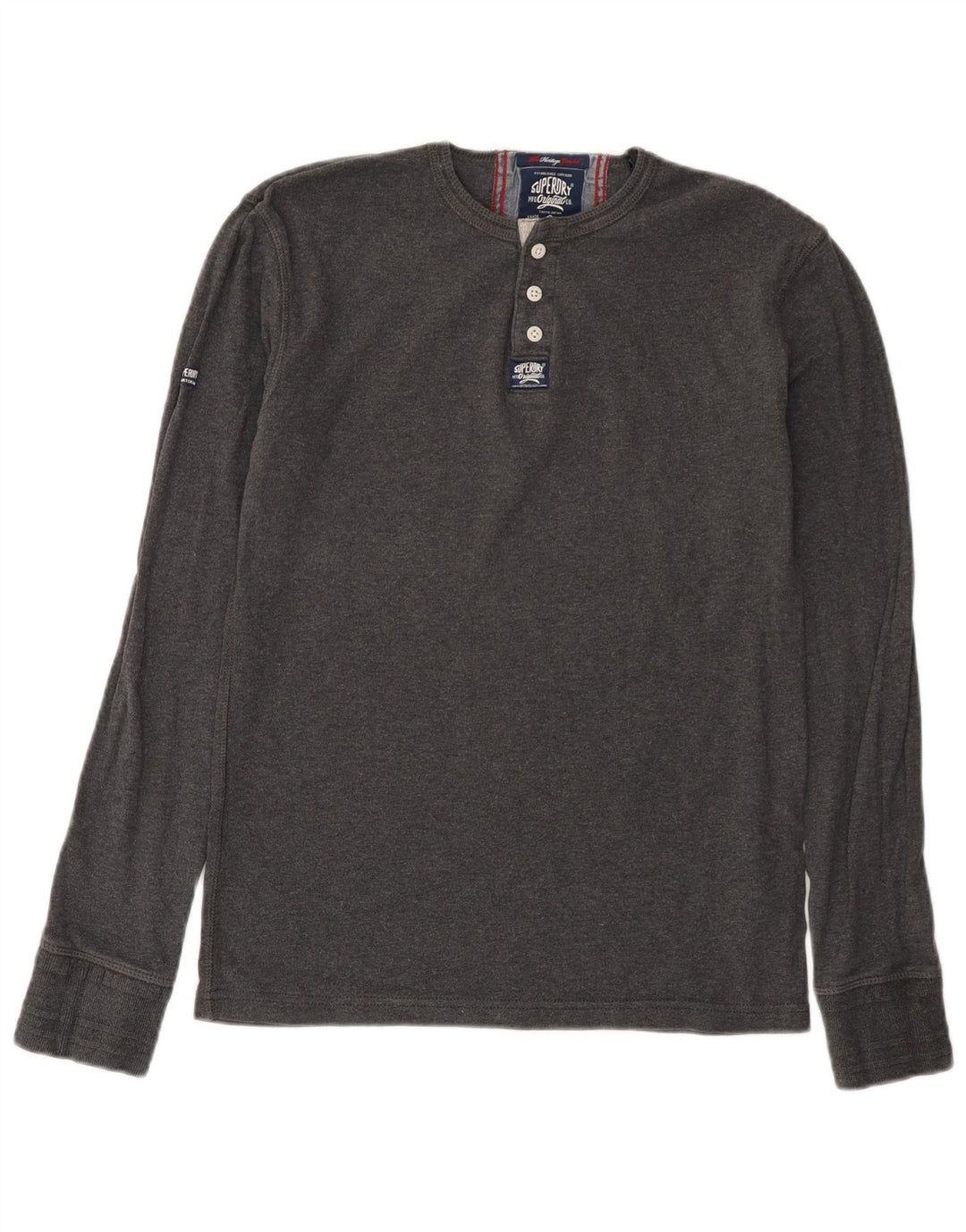 Ανδρικό μπλουζάκι Superdry Heritage Μακρυμάνικο μεσαίο γκρι βαμβακερό