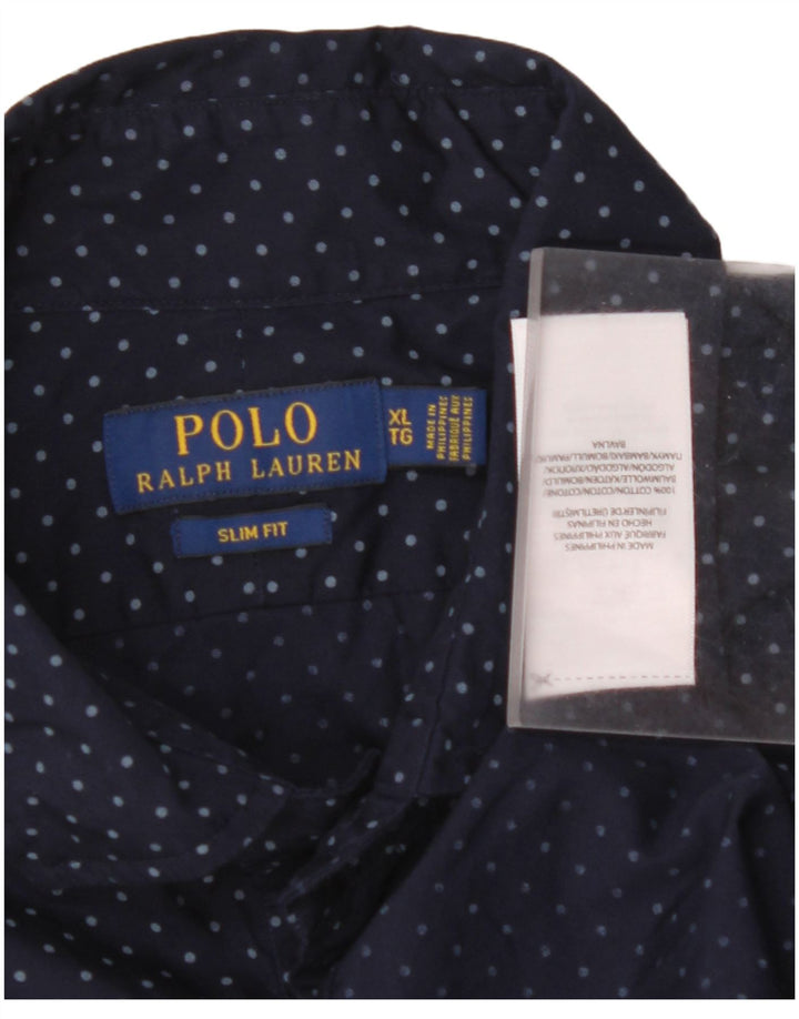 POLO RALPH LAUREN Ανδρικό πουκάμισο με λεπτή εφαρμογή XL Βαμβακερό μπλε ναυτικό