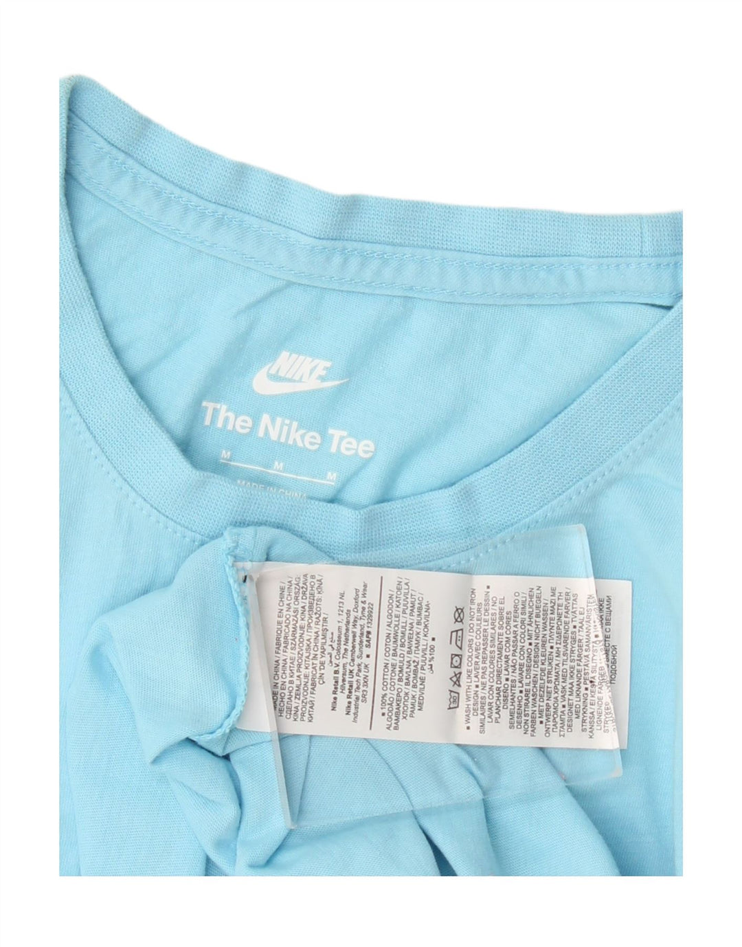 Γυναικείο T-Shirt Nike τοπ UK 14 μεσαίου μπλε βαμβακερό