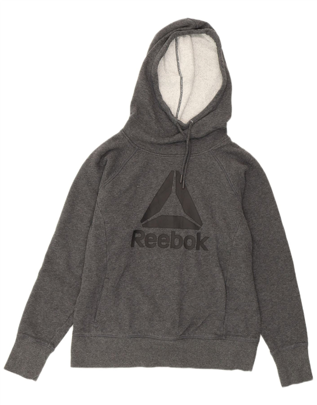REEBOK Γυναικείο Γραφικό Hoodie Jumper UK 14 Medium Grey Cotton