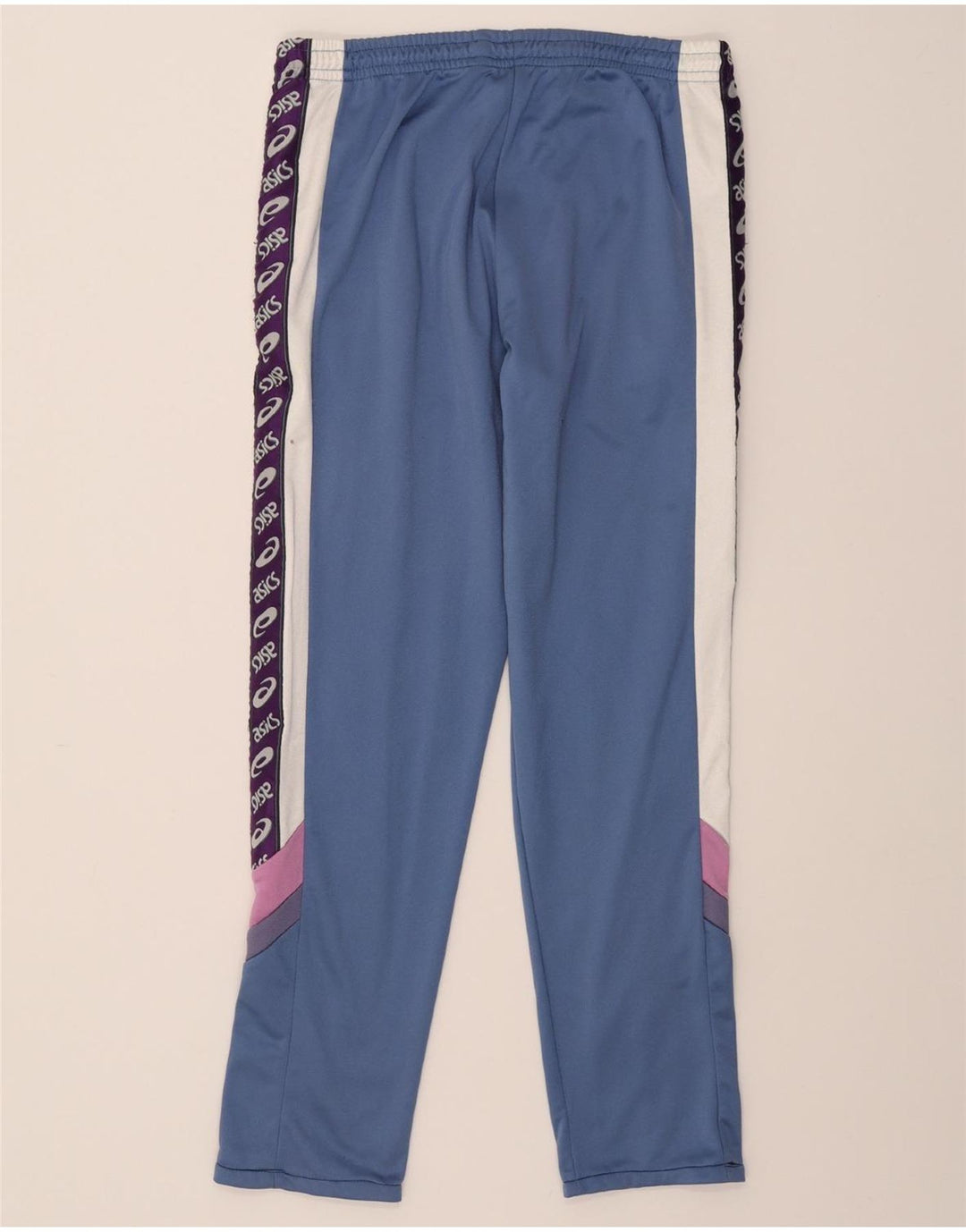 ASICS Mens Graphic Tracksuit Trousers Large Blue Colourblock Vintage Asics and Second-Hand Asics from Messina Hembry 