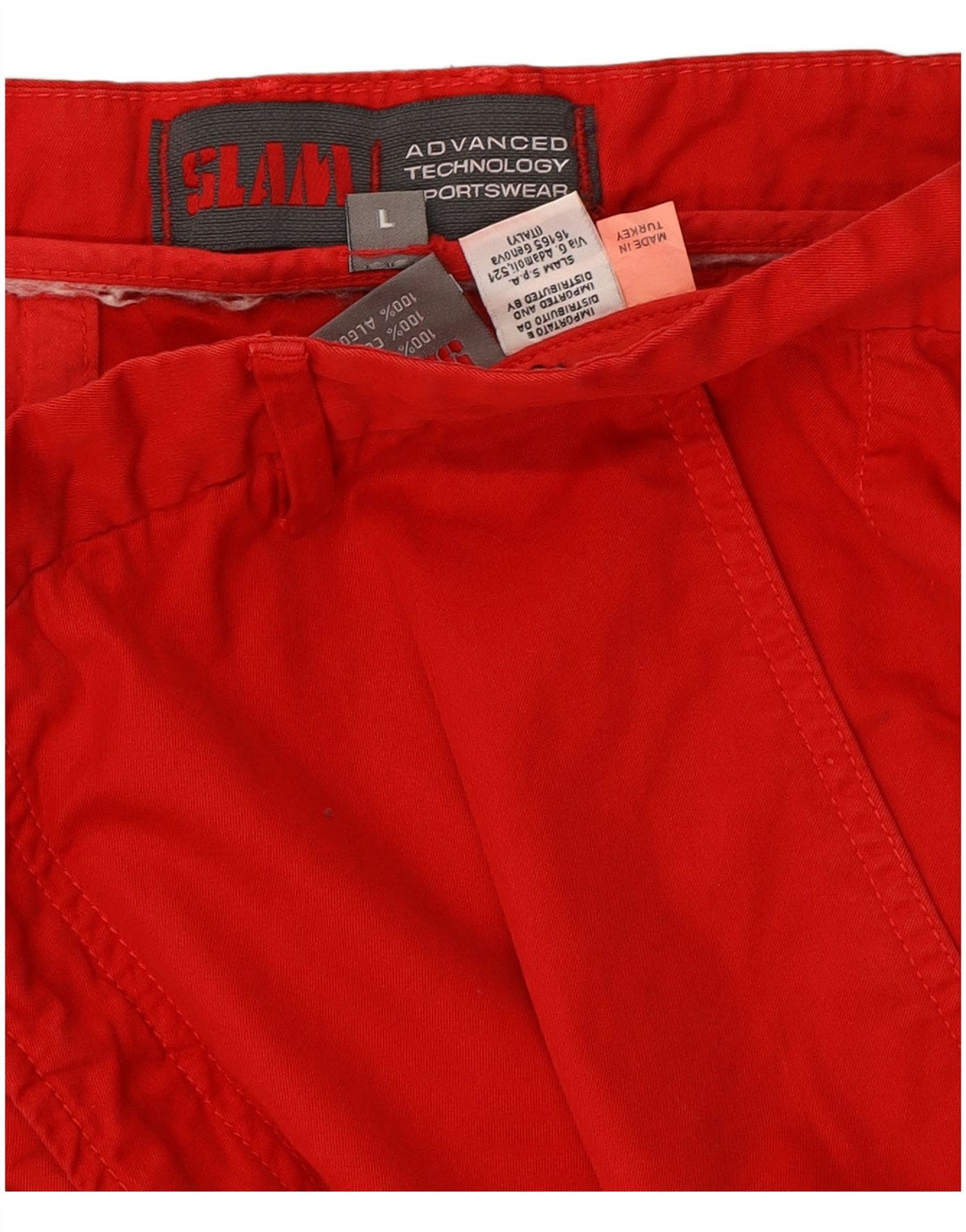 SLAM Mens Chino Shorts Large W36 Red Cotton