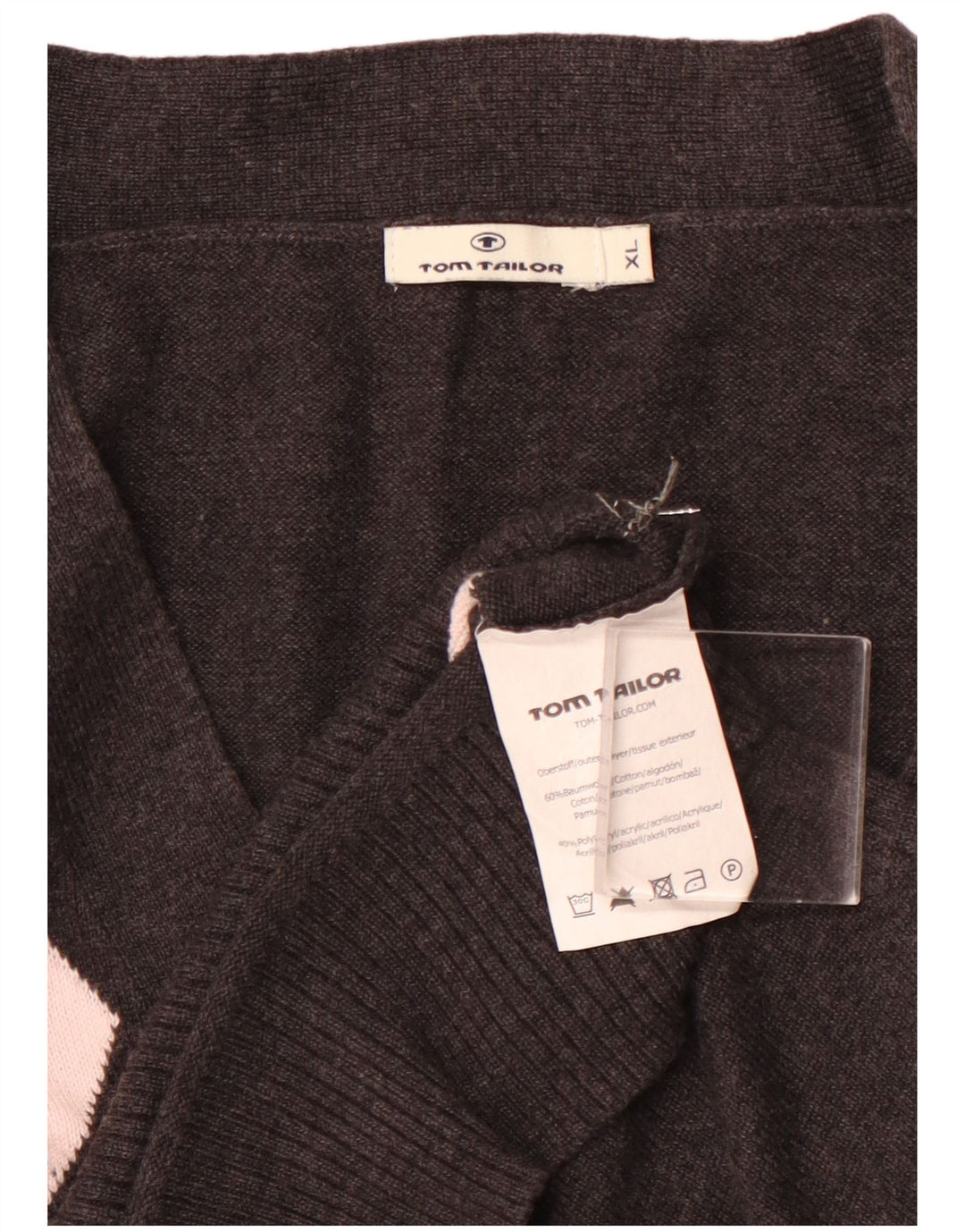 TOM TAILOR Γυναικεία ζακέτα Crop UK 18 XL Black Argyle/Diamond