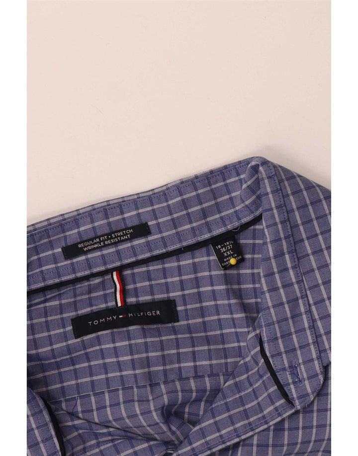 Tommy Hilfiger Ανδρικό πουκάμισο κανονικής εφαρμογής 2XL Blue Check Cotton