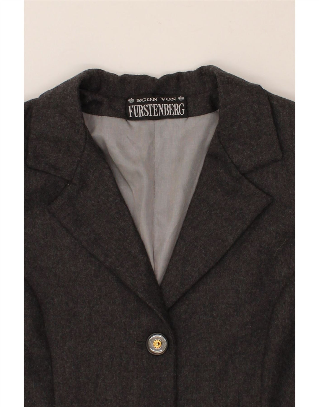 EGON VON FURSTENBERG Womens 3 Button Blazer Jacket UK 20 2XL Grey Vintage Egon Von Furstenberg and Second-Hand Egon Von Furstenberg from Messina Hembry 