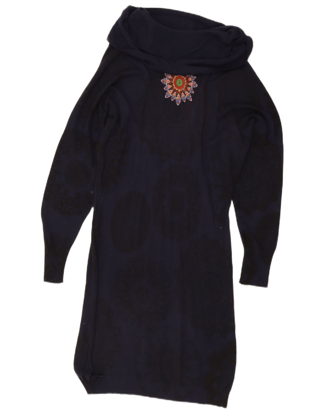 Desigual Γυναικείο Υπερμεγέθη Γραφικό Φόρεμα UK 14 Medium Navy Blue