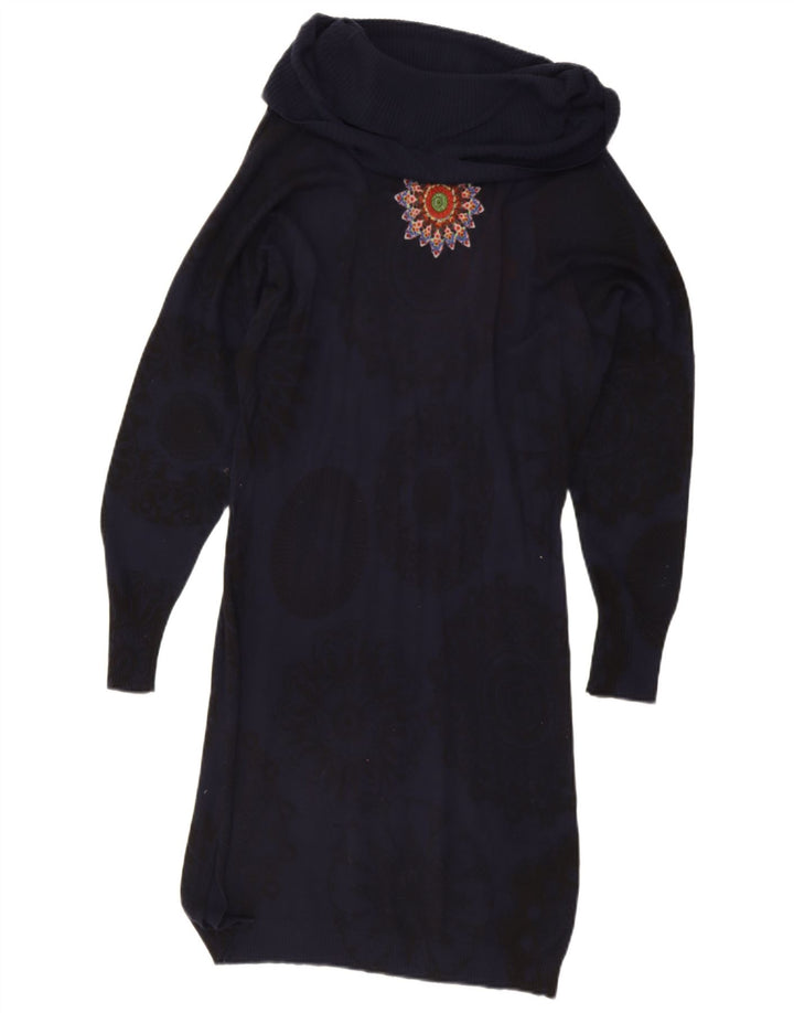Desigual Γυναικείο Υπερμεγέθη Γραφικό Φόρεμα UK 14 Medium Navy Blue