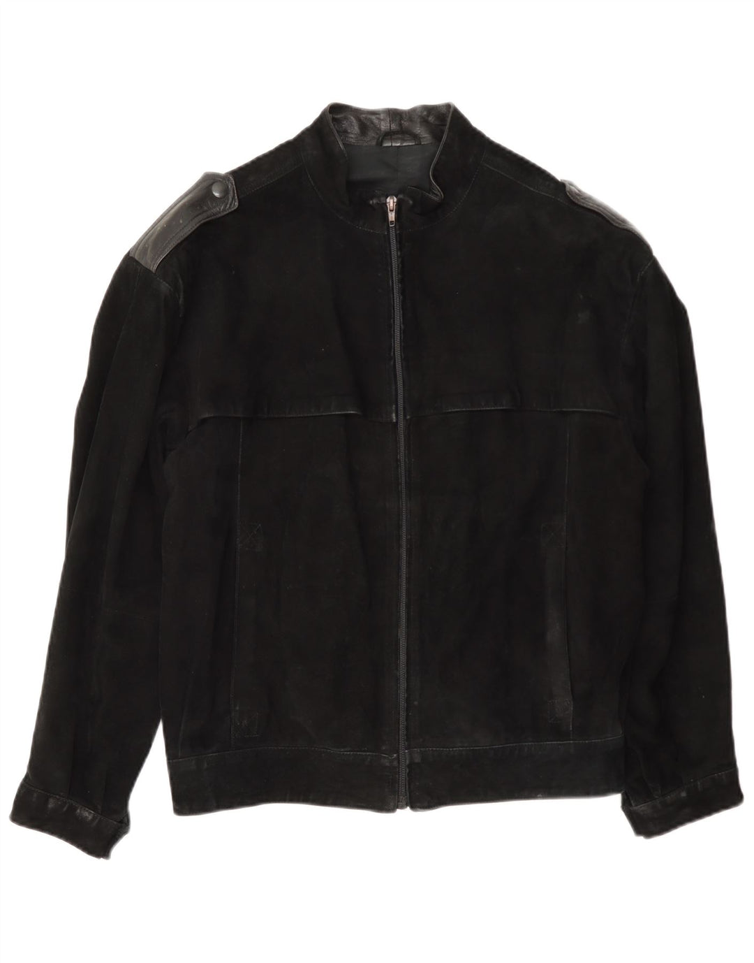 Vintage Ανδρικό Military Suede Bomber Jacket IT 46 Small Black