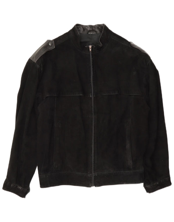 Vintage Ανδρικό Military Suede Bomber Jacket IT 46 Small Black