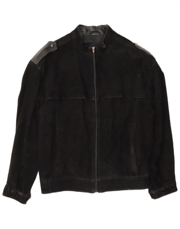 Vintage Ανδρικό Military Suede Bomber Jacket IT 46 Small Black