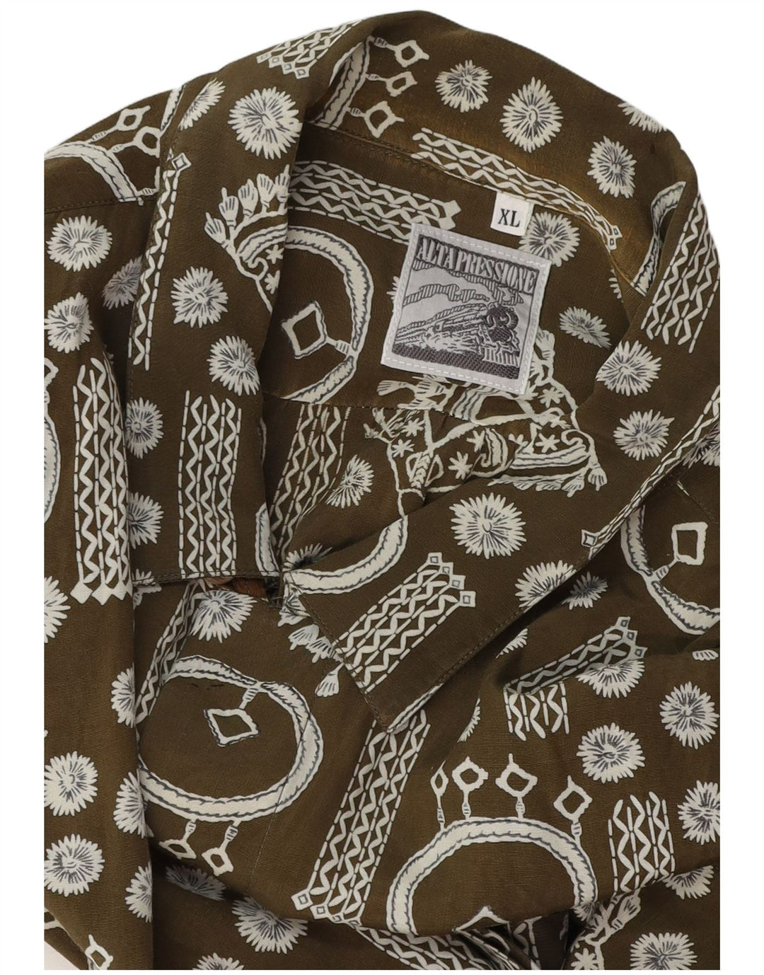 Vintage ανδρικό πουκάμισο με κοντό μανίκι με μοτίβο XL Χακί