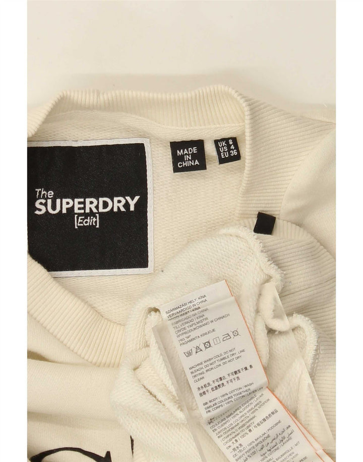 Superdry Γυναικεία φούτερ με μεγάλο μέγεθος Crop Jumper UK 8 Small Off White