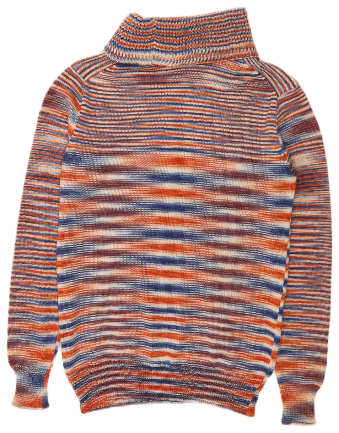 VINTAGE Γυναικείο πουλόβερ με ρολό λαιμόκοψη UK 10 Small πολύχρωμο ριγέ