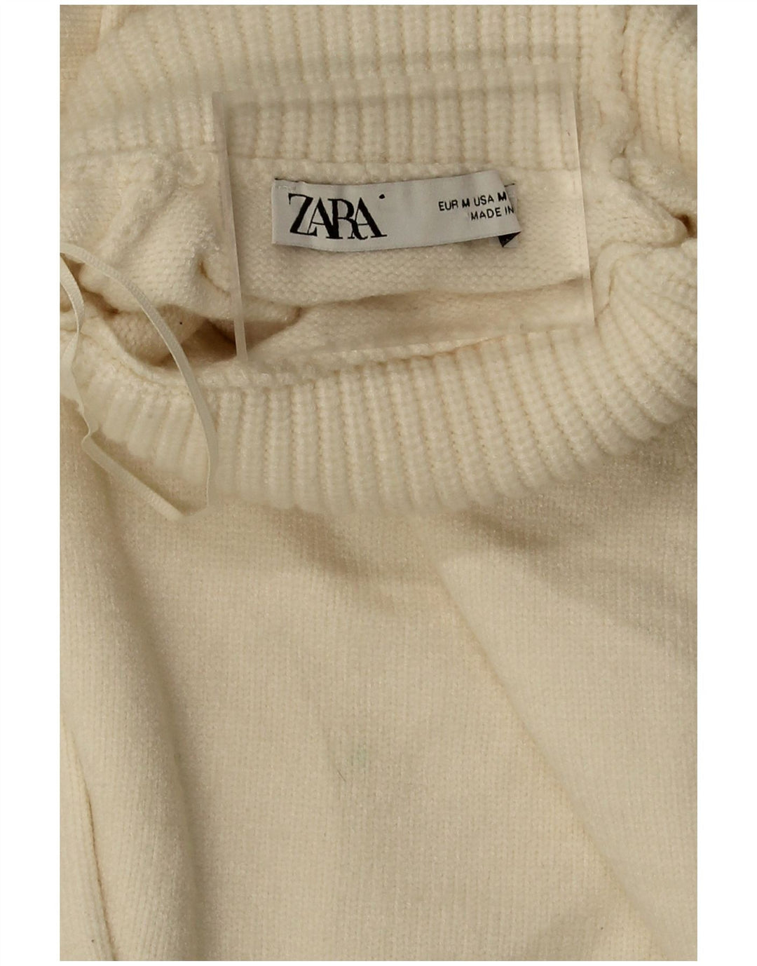 Zara γυναικείο πουλόβερ με ρολό λαιμόκοψη μεγάλου μεγέθους UK 14 Medium Off White