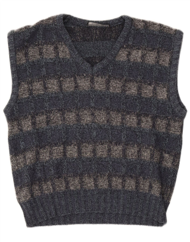 Vintage ανδρικό γιλέκο Tank Top Small Grey Check Acrylic