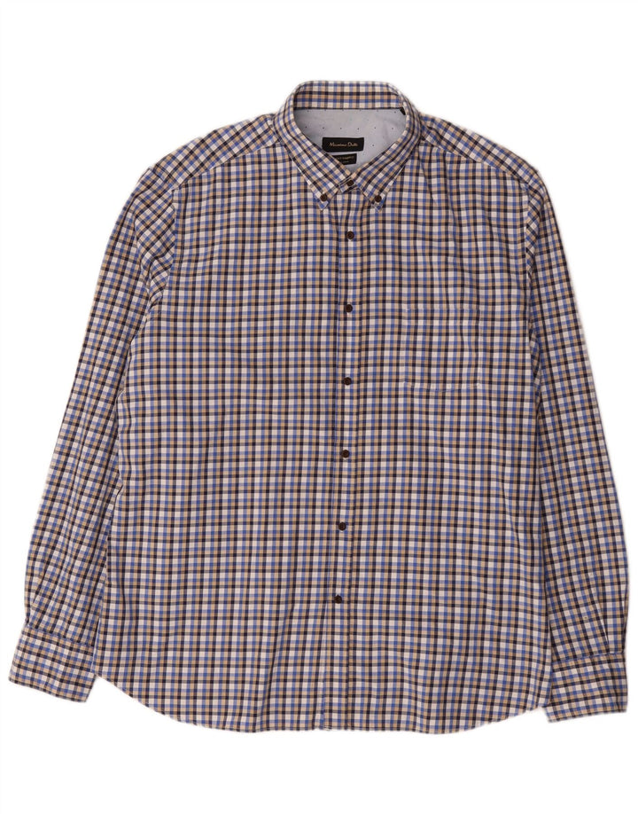 Ανδρικό πουκάμισο Massimo Dutti 2XL Blue Check