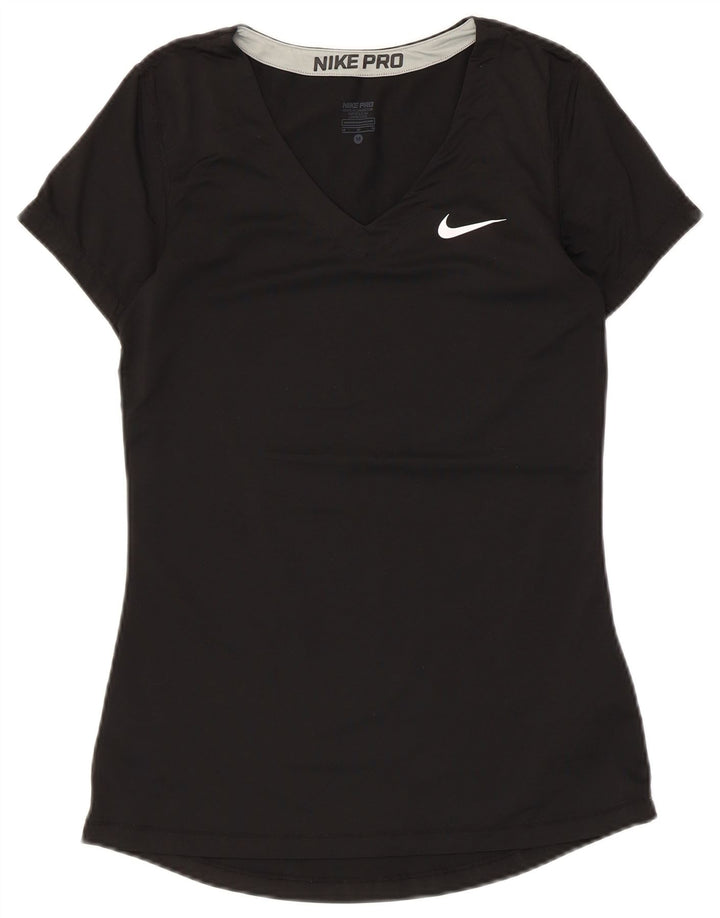 Γυναικείο T-Shirt Nike Dri Fit Top UK 12 Μεσαίο μαύρο πολυεστέρα