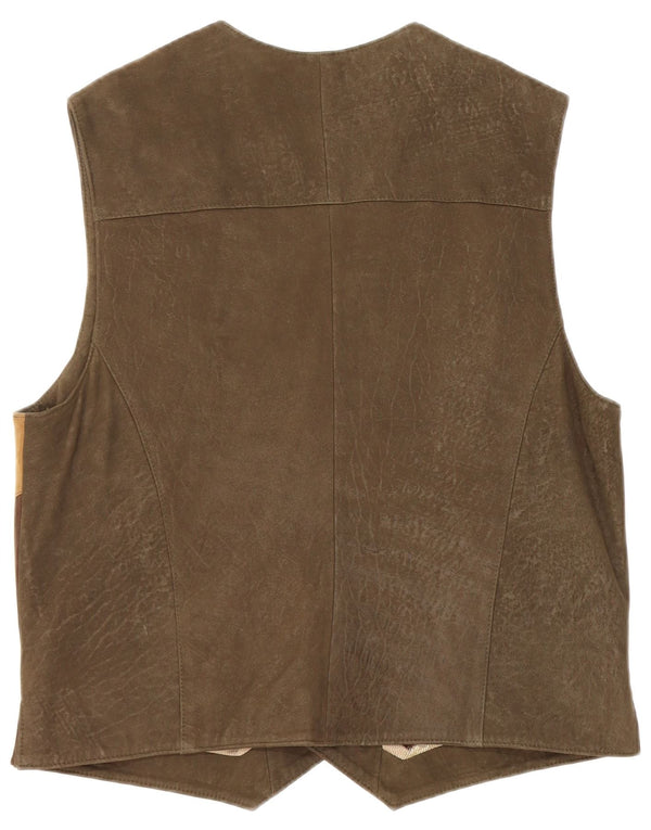 Alphorn Mens Trachten γραφικό σουέτ γιλέκο EU 52 Large Khaki Colourblock