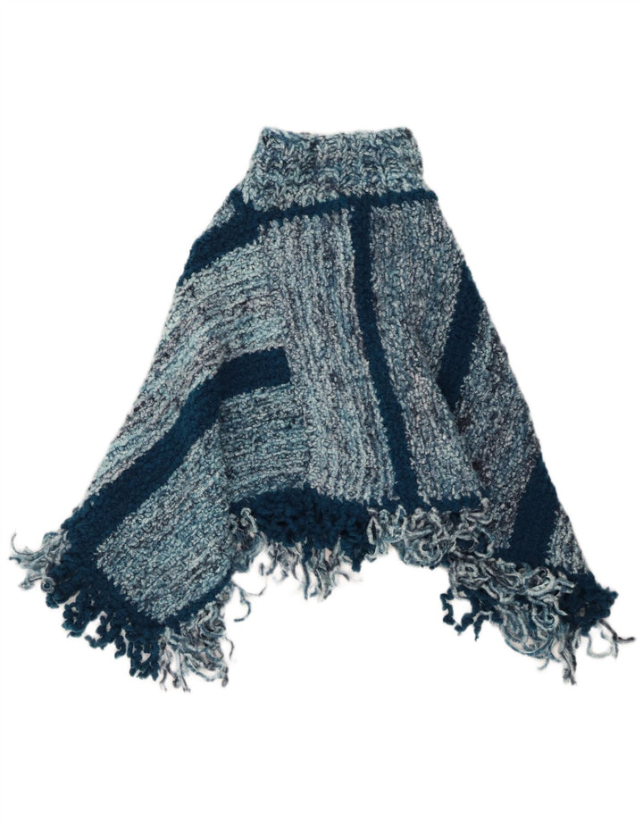 VINTAGE Γυναικείο Poncho Jumper One Size Μπλε ριγέ