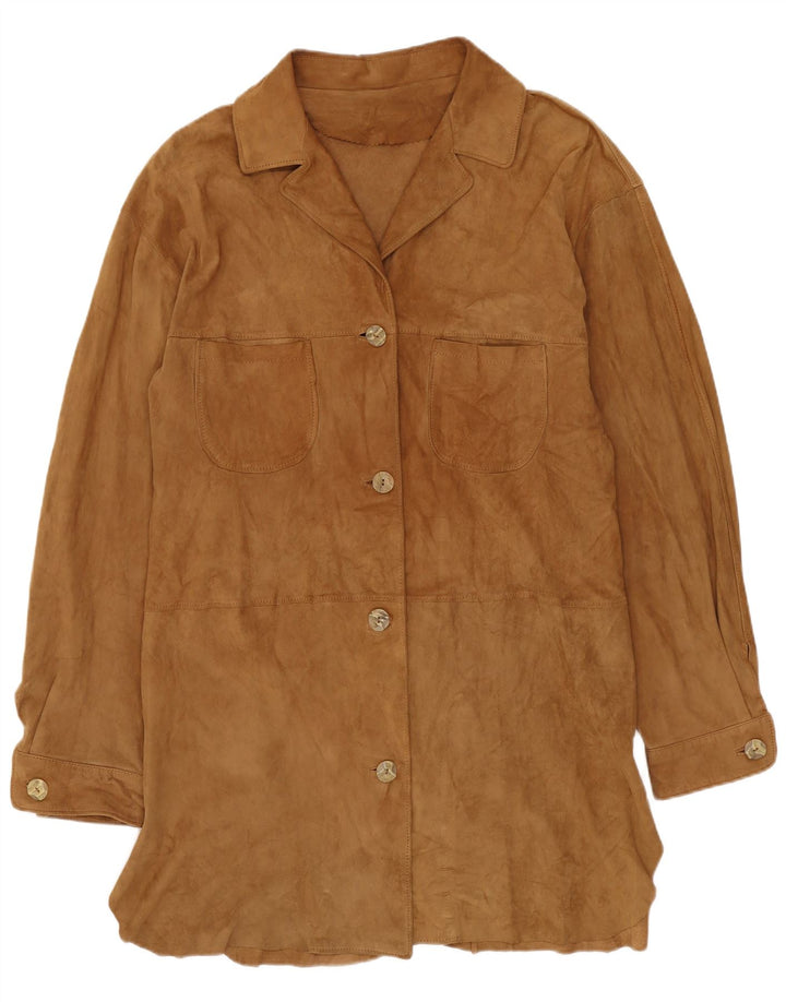 Vintage Γυναικείο Suede Πανωφόρι IT 42 Medium Beige Leather