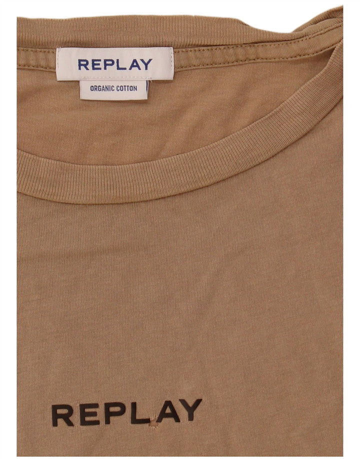 Ανδρικό T-Shirt Replay Top Large Beige Βαμβακερό