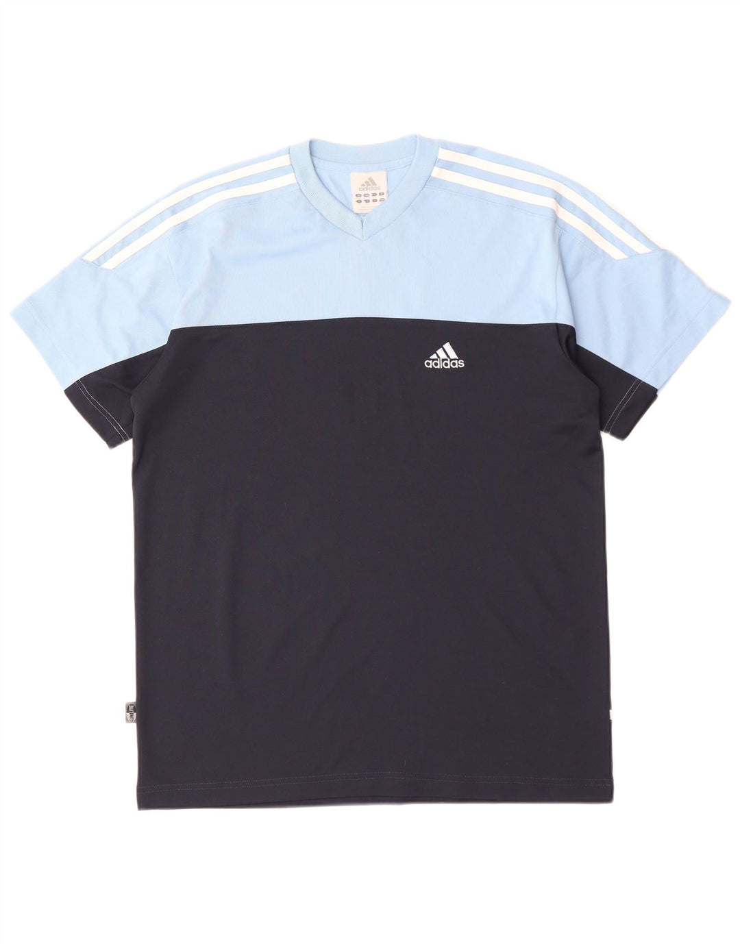 Ανδρικό T-Shirt ADIDAS Top UK 34/36 Small Blue Colourblock Βαμβακερό