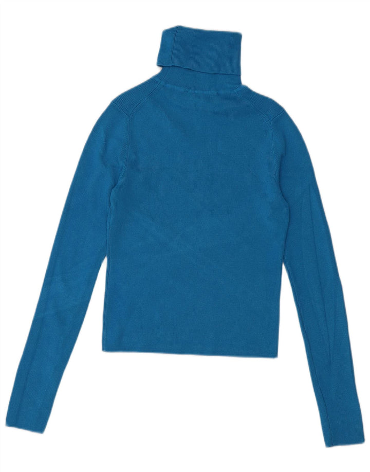Γυναικείο πουλόβερ ZARA Crop Roll Neck Jumper UK 12 Medium Blue Viscose