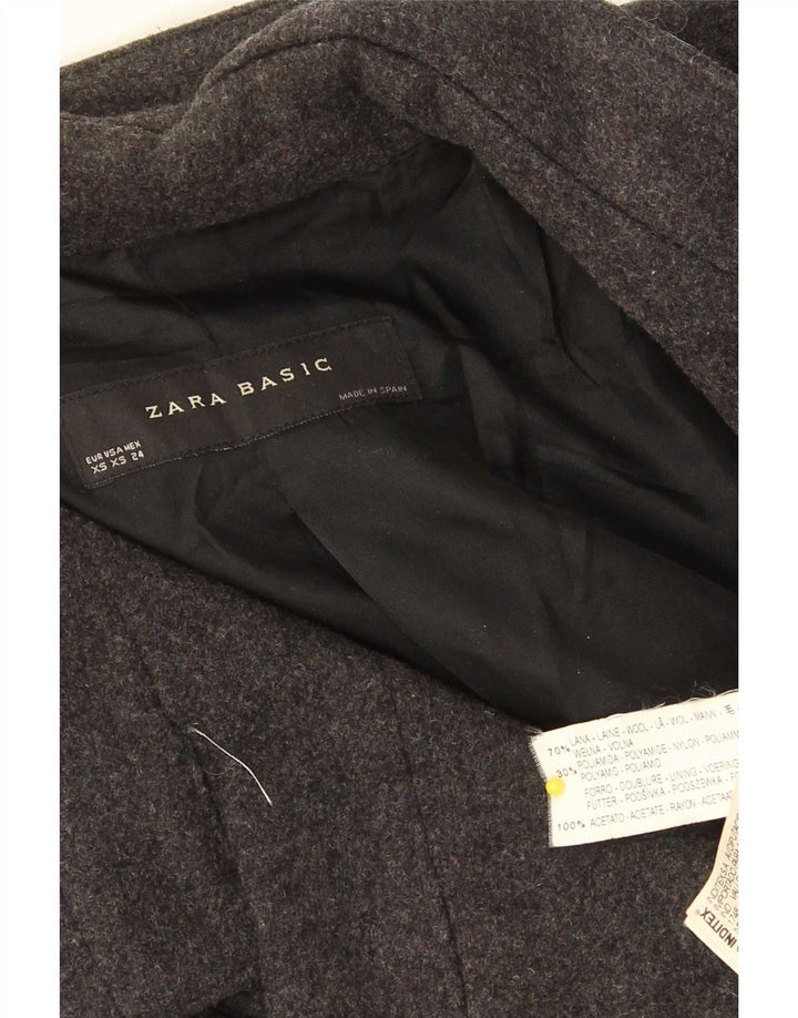 Zara Γυναικείο Παλτό μπιζελιού UK 6 XS Μαύρο μαλλί