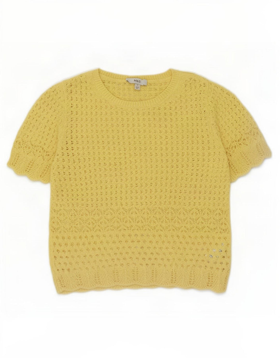 Marks & Spencer Γυναικεία μπλούζα με βελονάκι Top UK 12 Medium Yellow Polyester