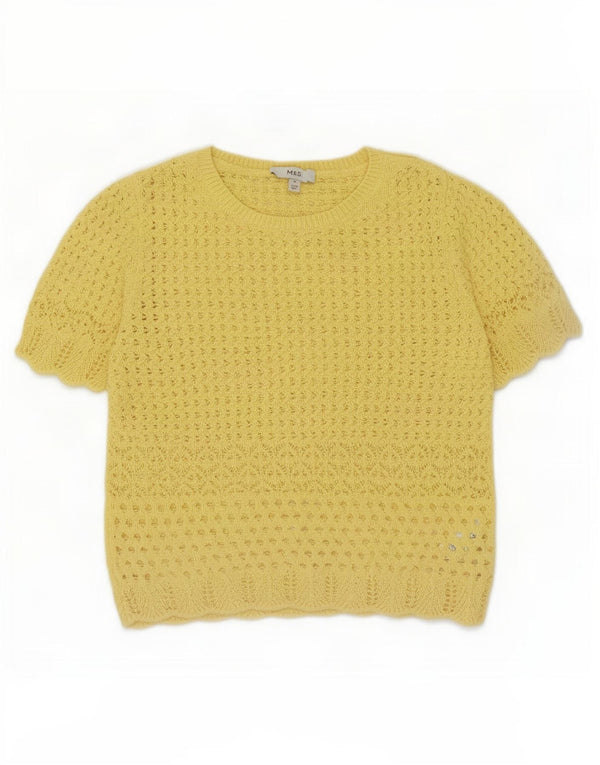 Marks & Spencer Γυναικεία μπλούζα με βελονάκι Top UK 12 Medium Yellow Polyester
