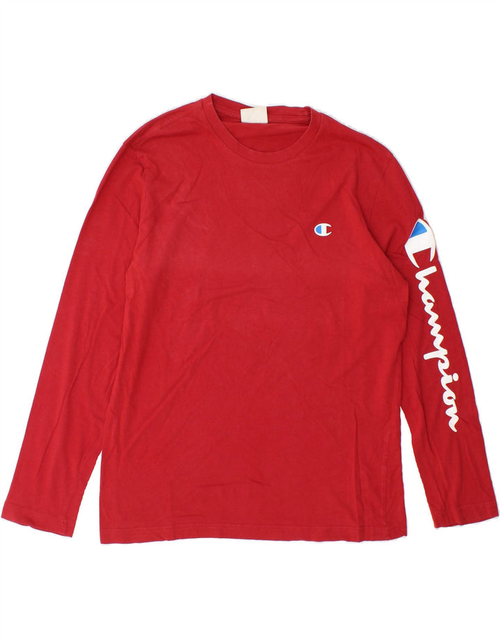 CHAMPION Mens Graphic Top Long Sleeve Small Red Vintage Champion and Second-Hand Champion from Messina Hembry 