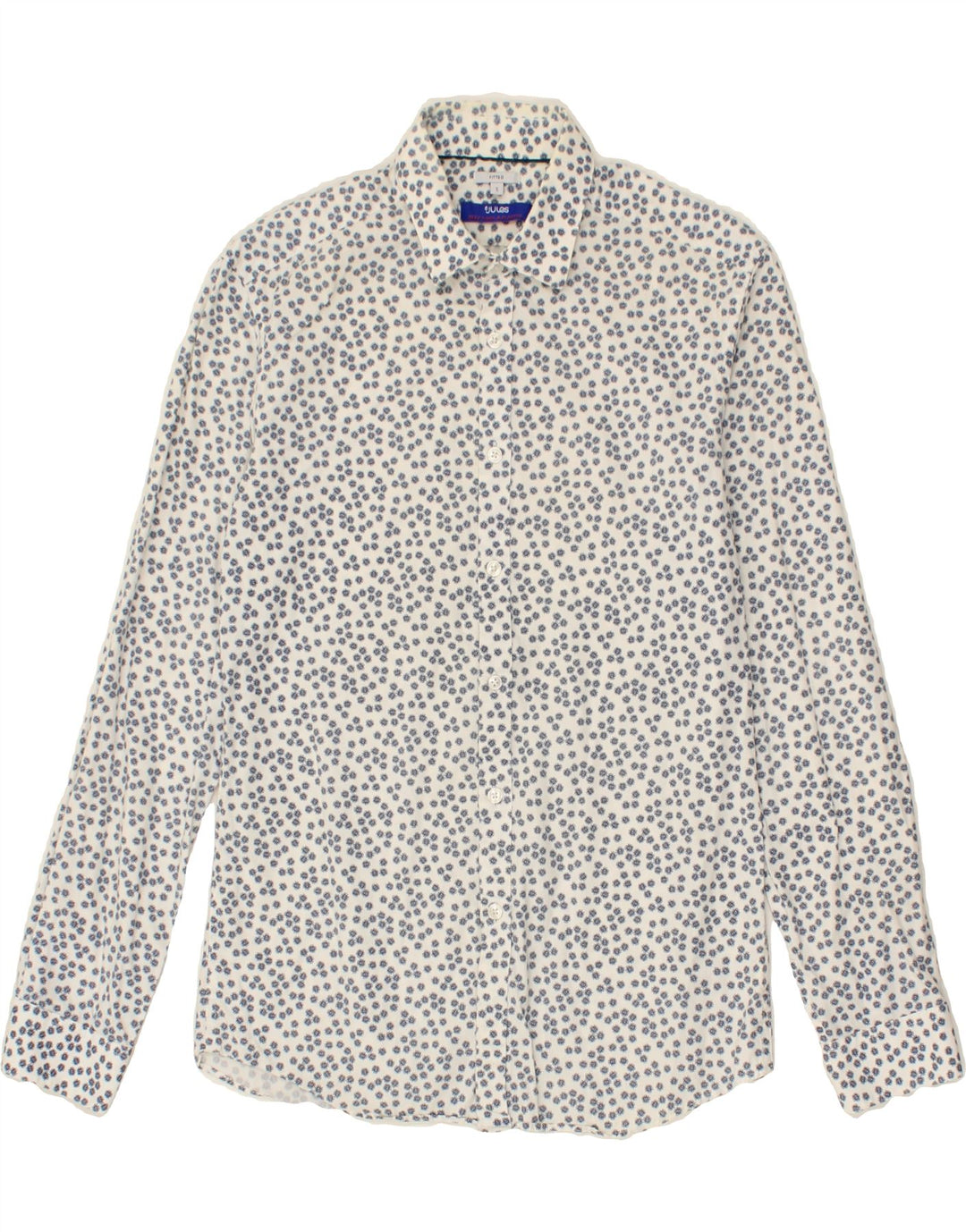 JULES Mens Fitted Shirt Small White Floral Vintage Jules and Second-Hand Jules from Messina Hembry 