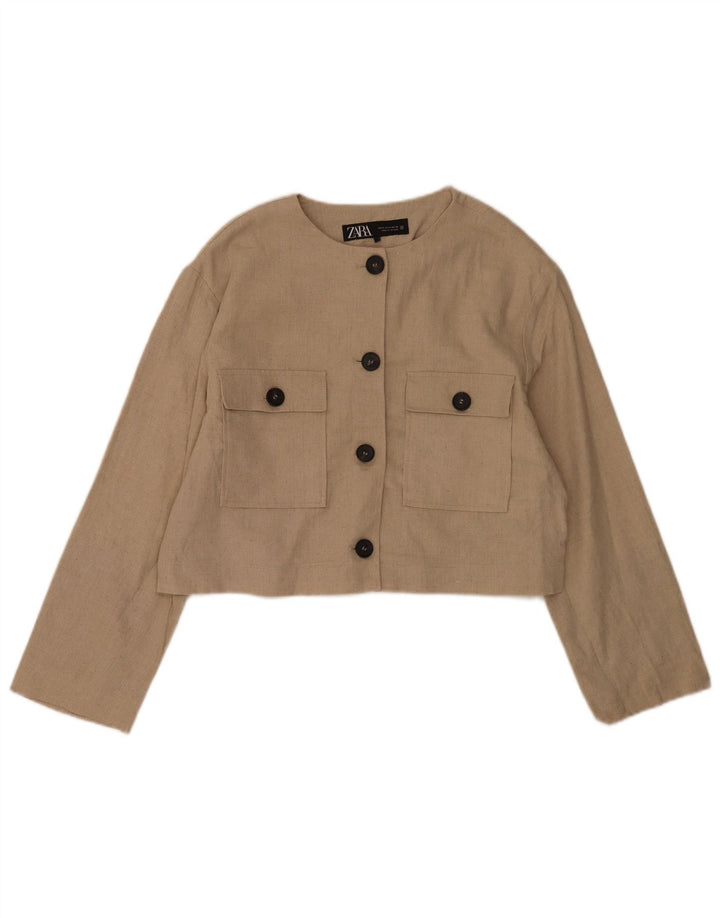 Zara Γυναικείο σακάκι blazer 4 κουμπιών UK 14 Medium Beige Polyester