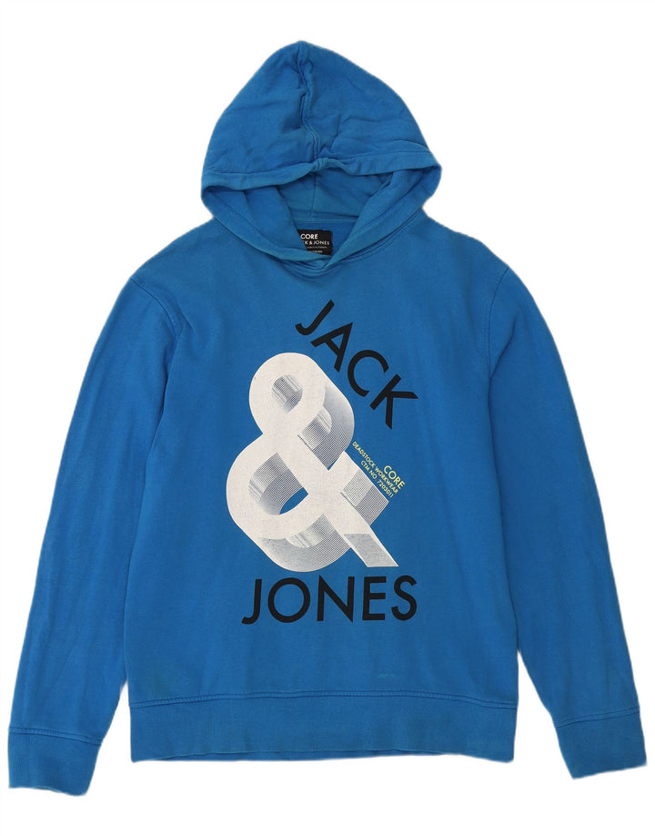 JACK & JONES Ανδρικό γραφικό μπλουζάκι με κουκούλα XL Μπλε βαμβακερό